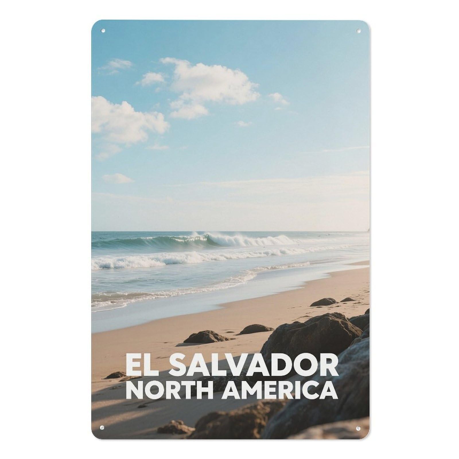 El Salvador North America Retro Design Tin Painting Vintage Tin Sign 08x12inch(20x30cm) Wall Art for Home Office Bedroom Living Room Cafes Wall Decor