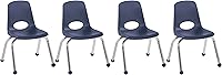 Vista 20 de FDP 10380-BK - Silla escolar apilable de 14 pulgadas, asiento apilable para estudiantes con patas de acero cromado y deslizadores de bolas