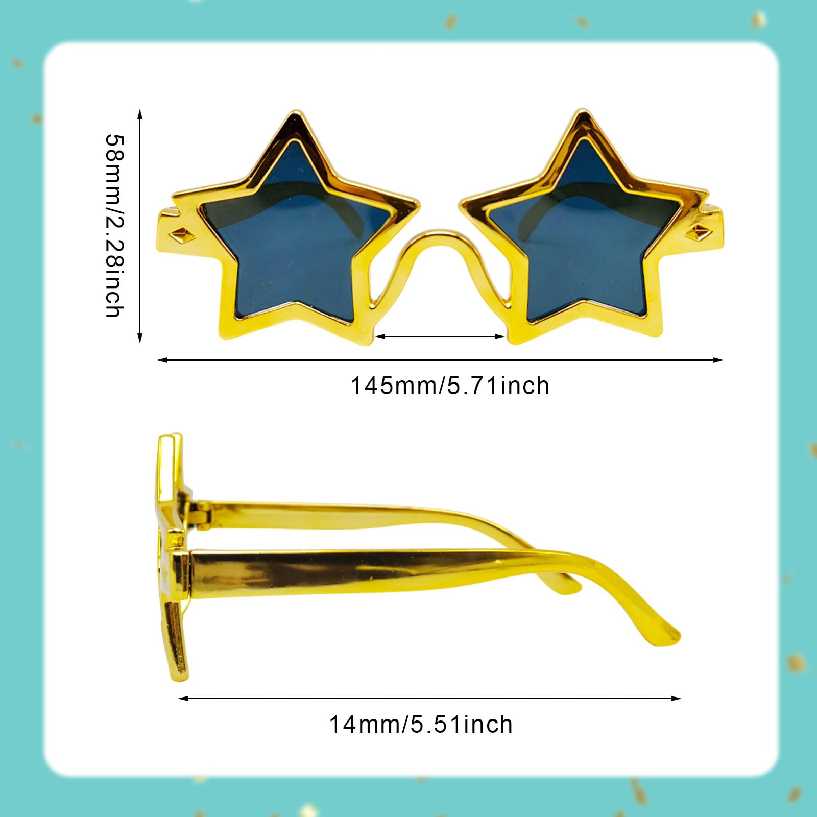 TUONYIS 4 Pcs Star Shaped Sunglasses, Kids and Adults Novelty Fun Sunglasses Disco Glasses, Party Sunglasses - Image 2