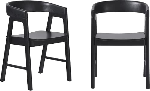 Walker Edison Ezra Modern Solid Wood Rounded Back Dining Chair