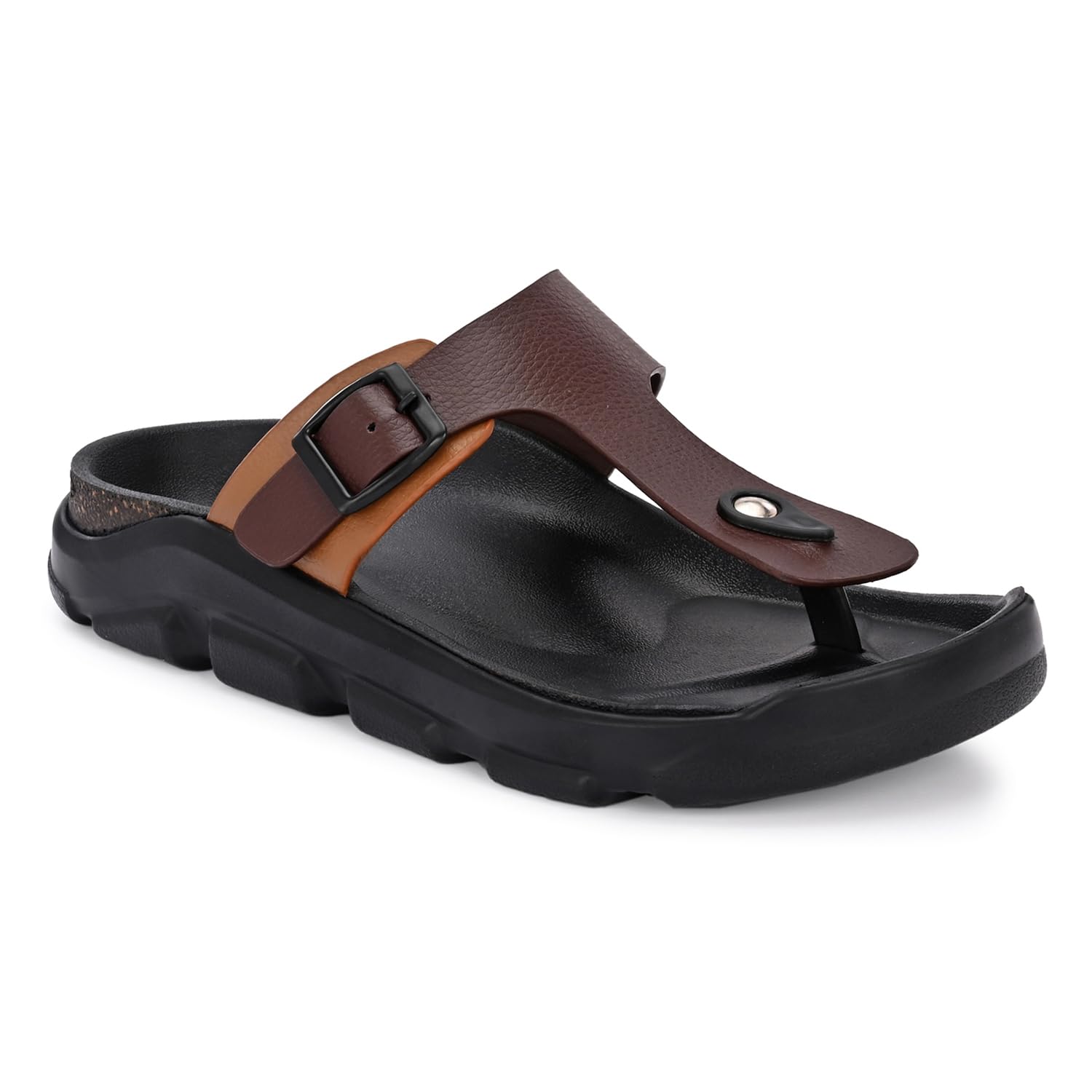 binutop Men's Faux Leather Thong Sandal, Casual Style, Buckle Embellishment, Slip-On, Moisture Resistant-picture-28