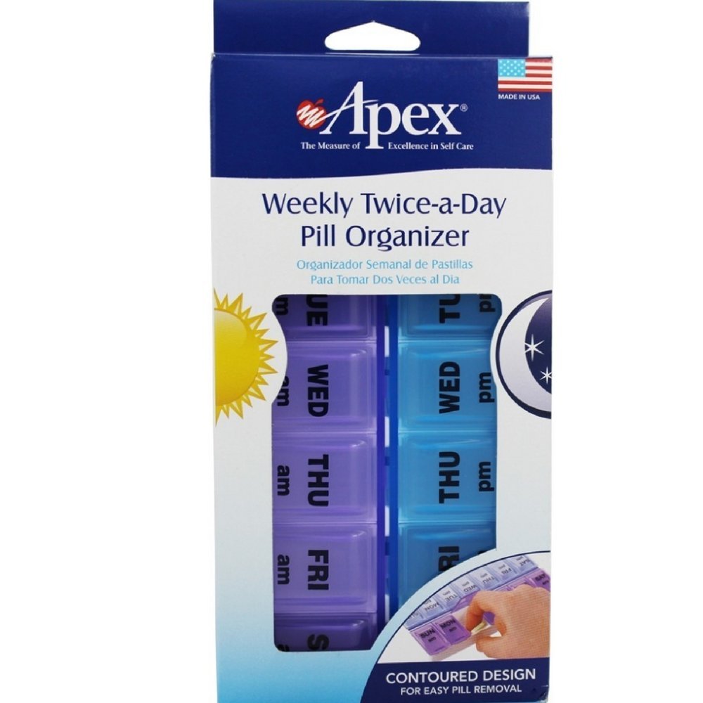 Apex Twice-A-Day Weekly Pill Organizer 1 ea Pack of 11