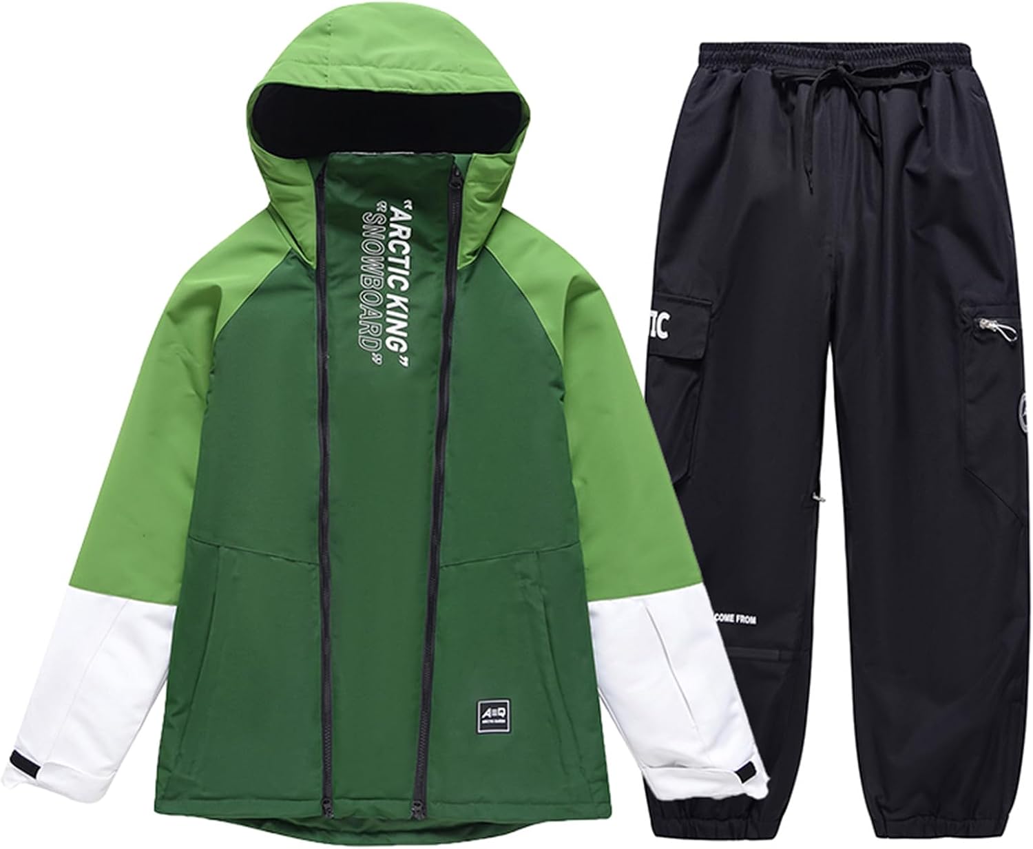 Men's Ski Jacket and Pants Set Winter Insulated Ski Suit Waterproof Windproof Double Zipper Snow Coat Outdoor Snowsuit