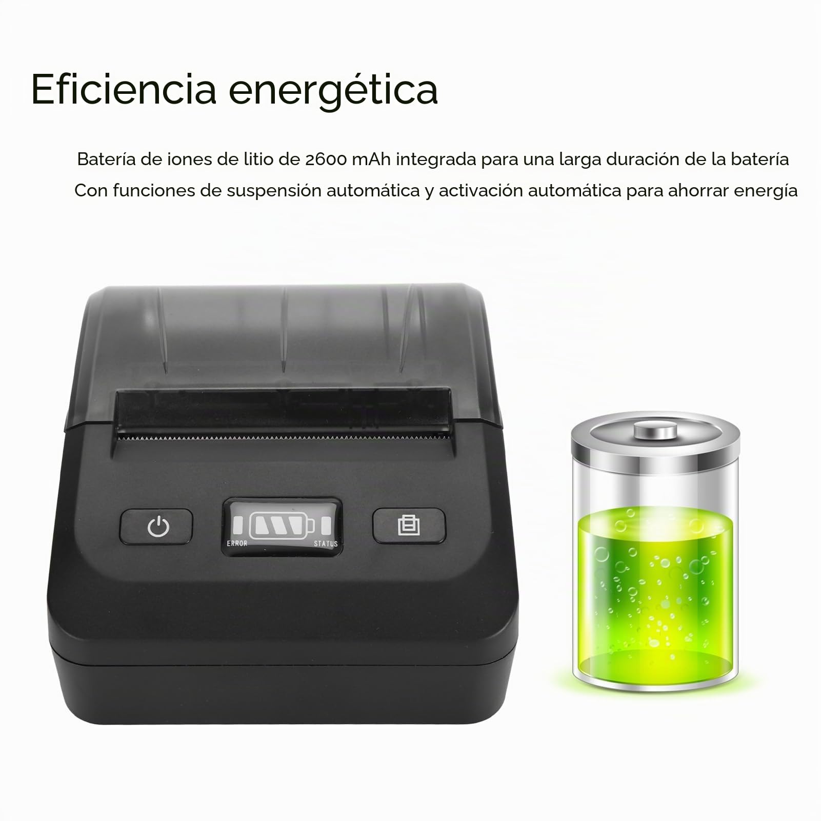Impresora de Recibos Bluetooth, Impresora Térmica Móvil Portátil Multilingüe de 80mm para Android, iOS y Windows