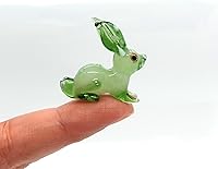Vista 16 de Micro figuras de conejo de vidrio soplado a mano, animales, regalo coleccionable para decoración del hogar (negro rosa)