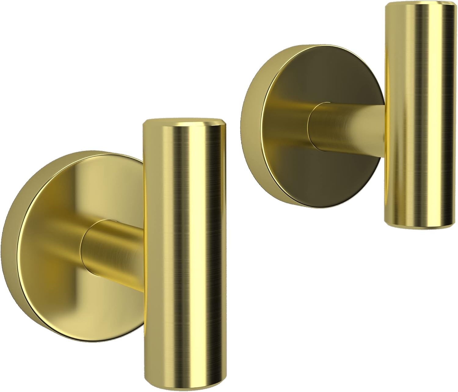 SOCONT Towel Hooks for Bathrooms Wall Mount, 2 Pack Brushed Gold Towel Hook for Hanging, Heavy-Duty Bathroom Wall Hooks for Towel Robe Black Wall Hooks SUS 304 Stainless Steel for Bathroom Kitchen