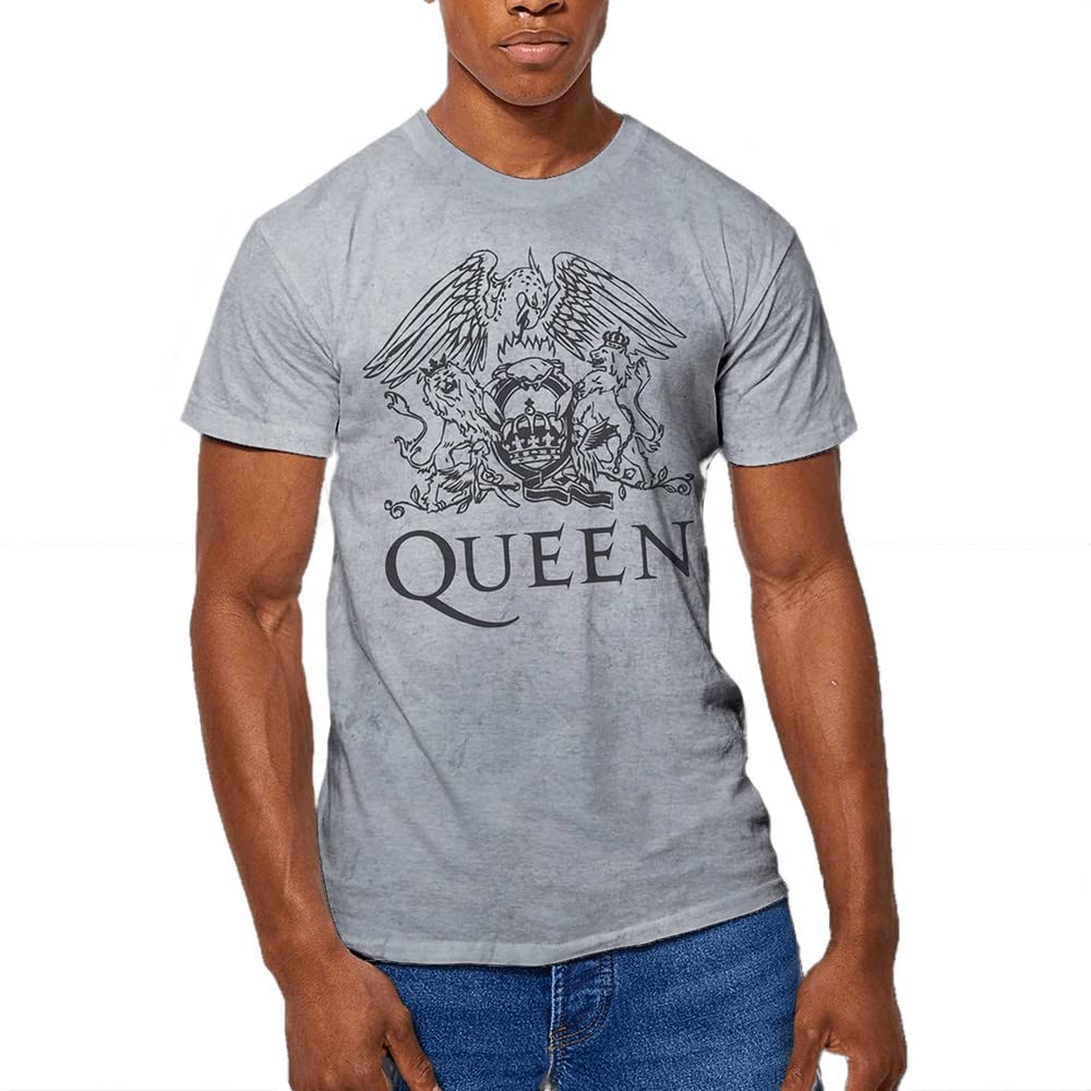 Queen T Shirt Classic Crest Band Logo Official Dip Dye on White Unisex XXL