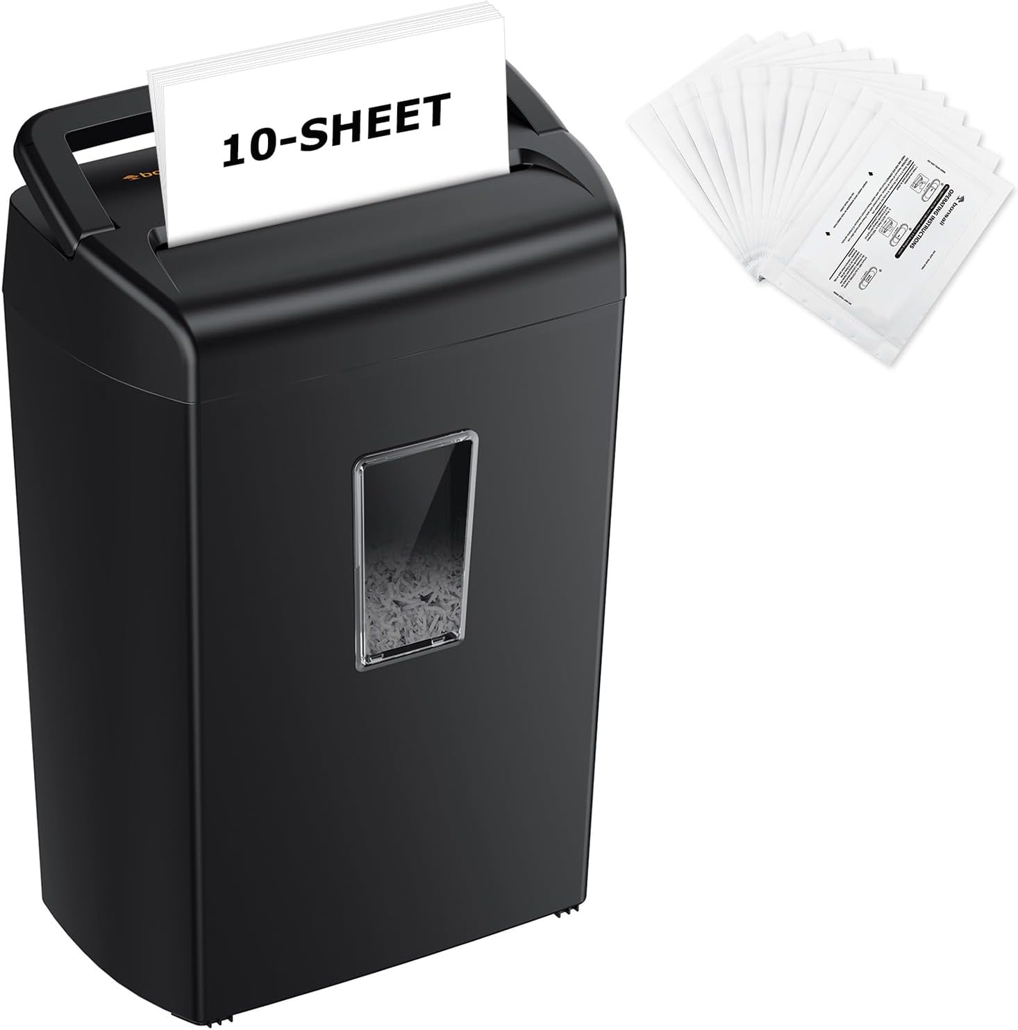 Bonsaii 10-Sheet Cross Cut Paper Shredder & 12 Pack Lubricant Sheets