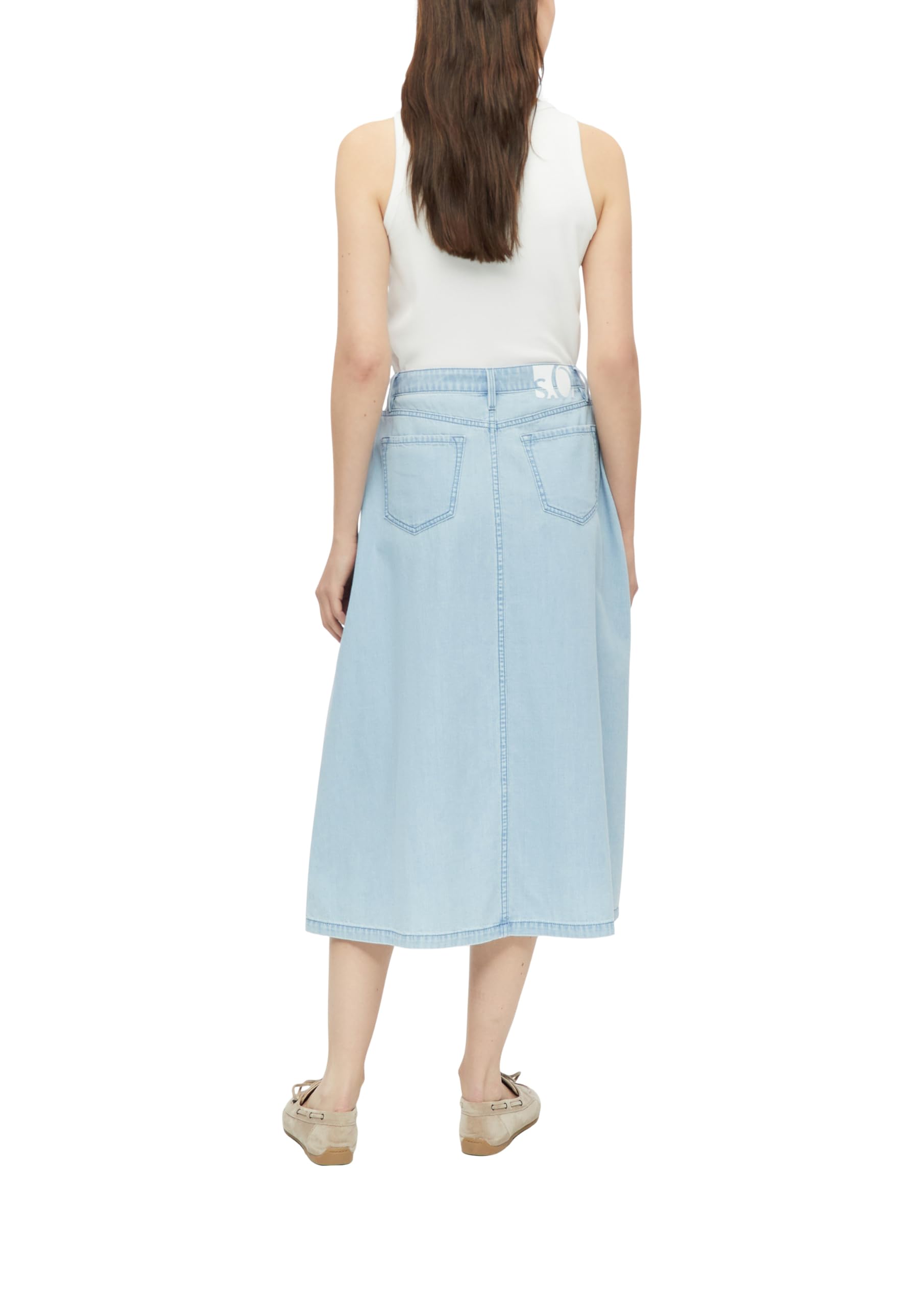 s.Oliver Damen Midi-Denimrock – High Rise, Regular Fit, Baumwoll-Denim, A-Linie – Für Urlaub