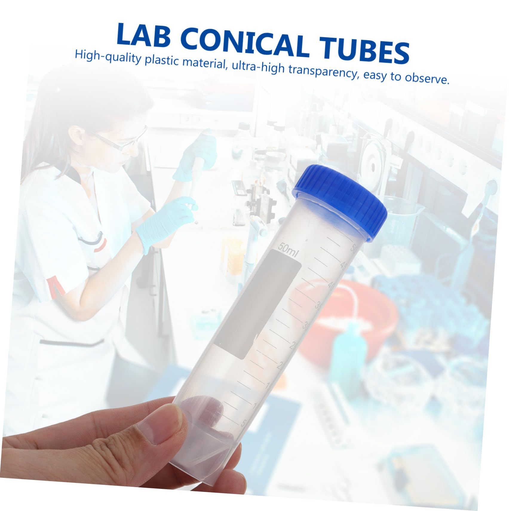 Centrifuga per Biologia Molecolare e Coloranti Alimentari 50 Tubi da 50 Ml in Plastica Tappo a Vite, Trasparenti e Facili da Osservare Colore Casuale