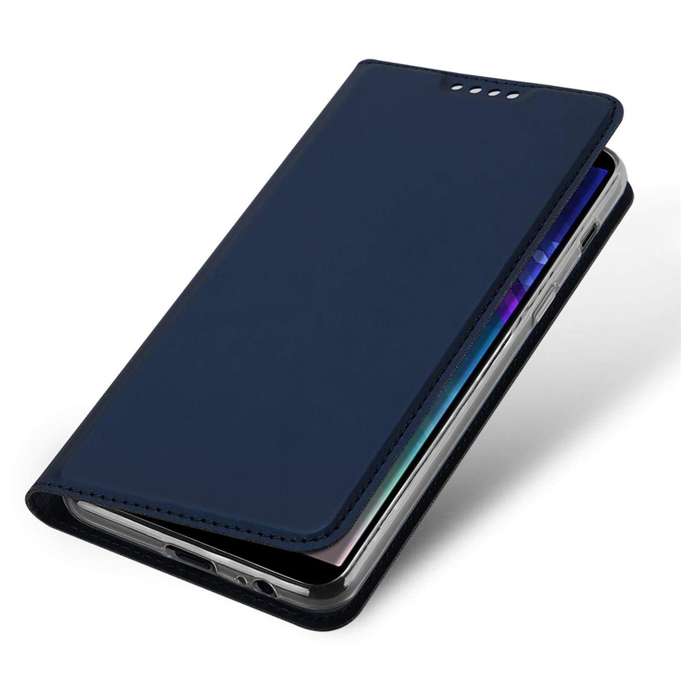 Verco Galaxy A6 Plus Cover, Custodia a Libro Pelle PU per Samsung Galaxy A6+ Case Booklet Protettiva [magnetica integrata], Azzurro