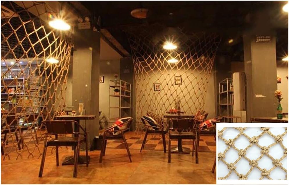 Cat Safety Balcony Net,Pet Protection Netting,Balcony Window Stair Anti-Fall Mesh Fence For Dog Cat Children Baby,rope Nettingparrot ToyHemp NetTrailer Nettin(Size:1x1m(3.3x3.3ft),Color:Hemp rope net)