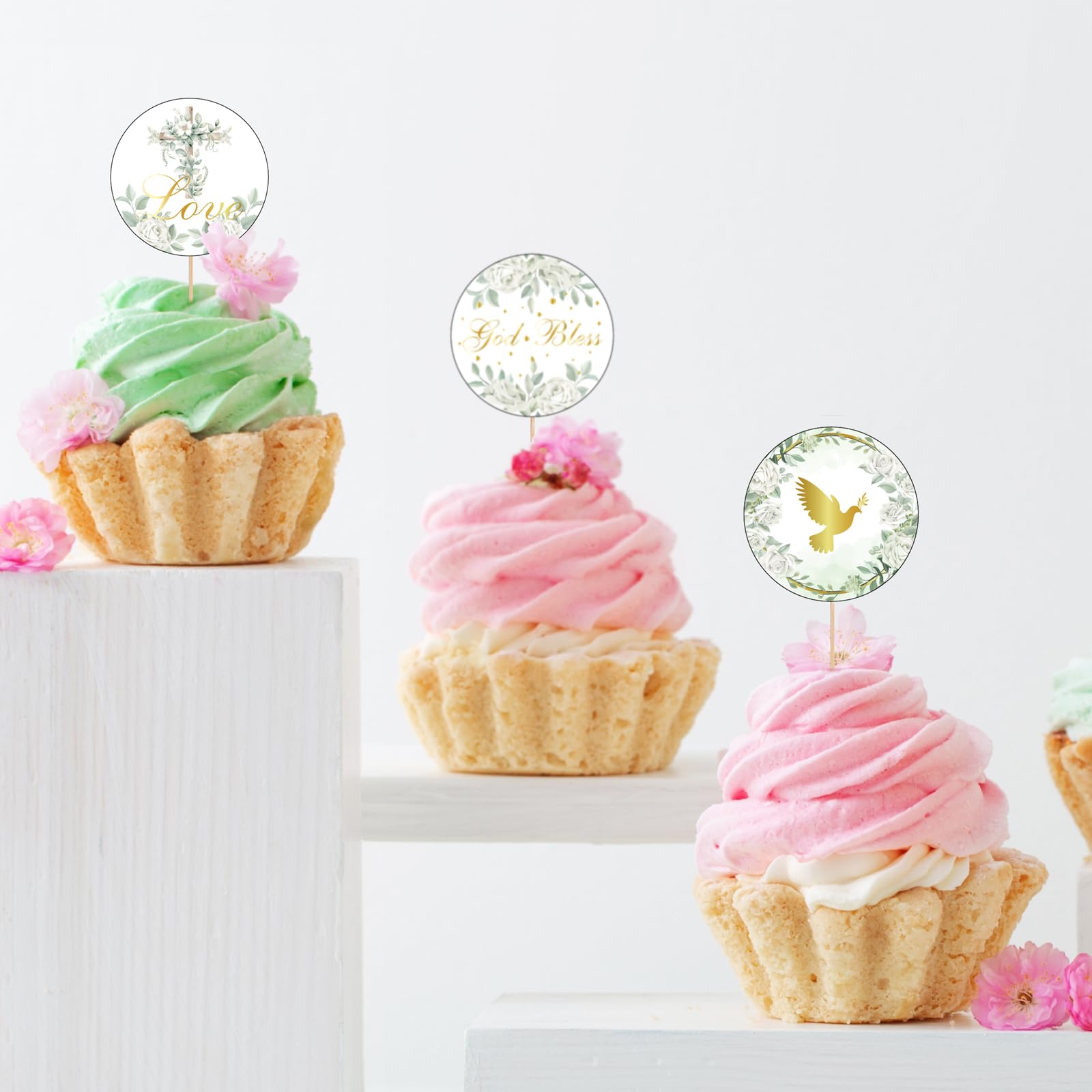 Pack of 36 Confirmation Cake Decorations, Christening Cupacake Toppers, Christening Communion Decoration - Image 4