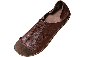 Women's Round Toe Leather Flats Lazy Shoes