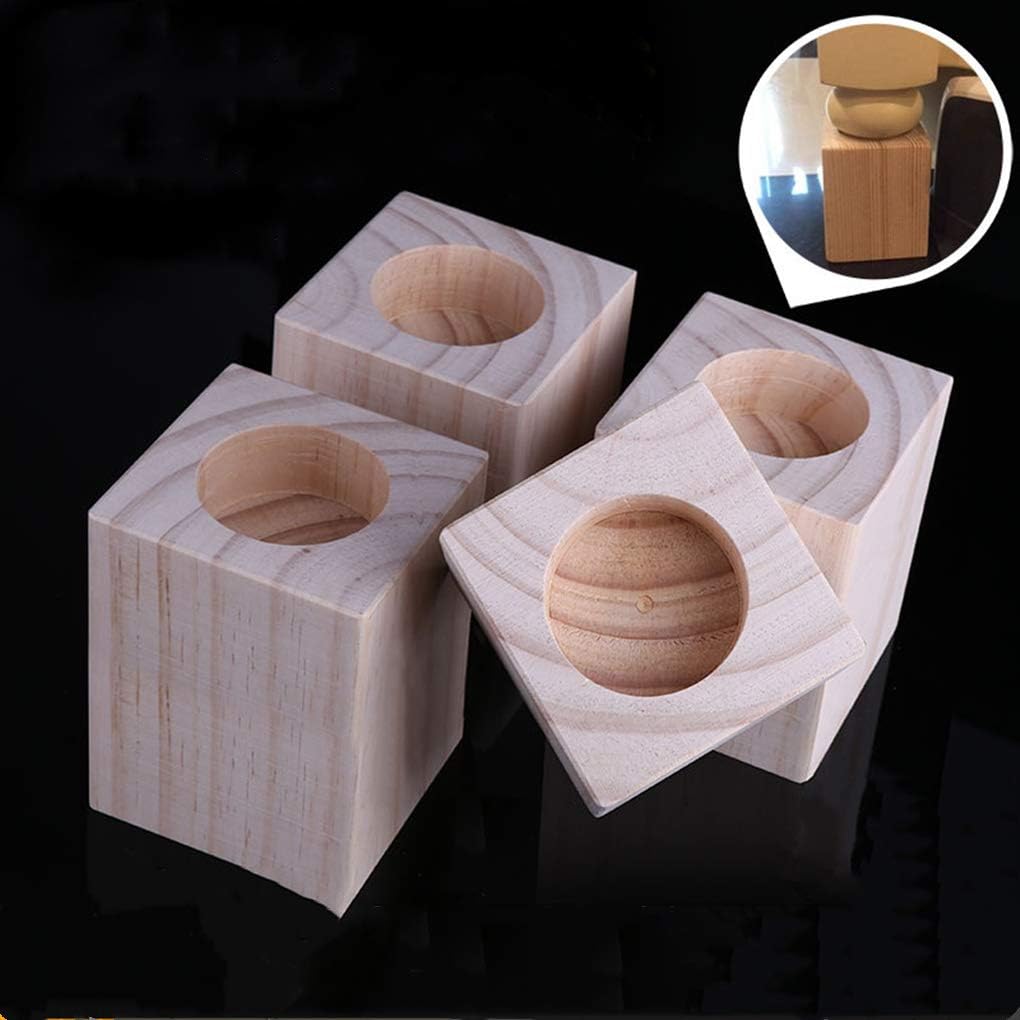 Furniture Leg Sofa Legs, 4 Pieces Furniture Legs Wood Home Furniture Riser Furniture Feet Square Round Hole Increase Furniture Height 10cm,Wooden Table Desk Bed Elevator