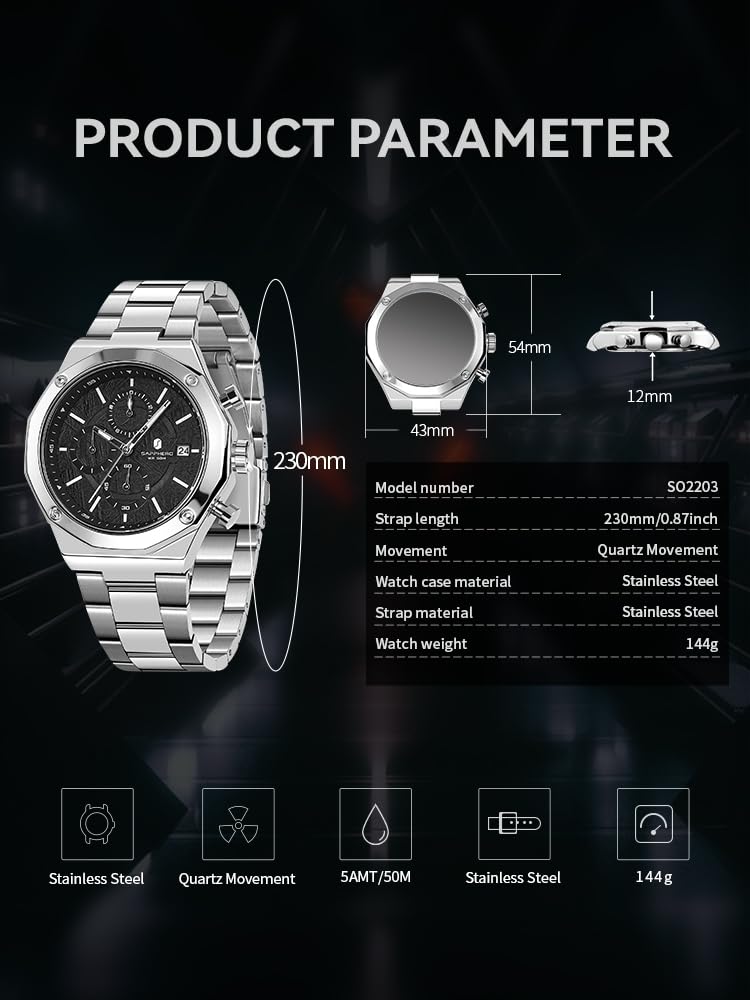 BENYAR BY Herrenuhr Uhren Herren Wasserdicht Herrenuhren Chronograph männer Armbanduhr für Herren Gold/Silber/Blau/Schwarz Eleganz Lederarmband/Edelstahl Quarz Geburtstags/Weihnachts