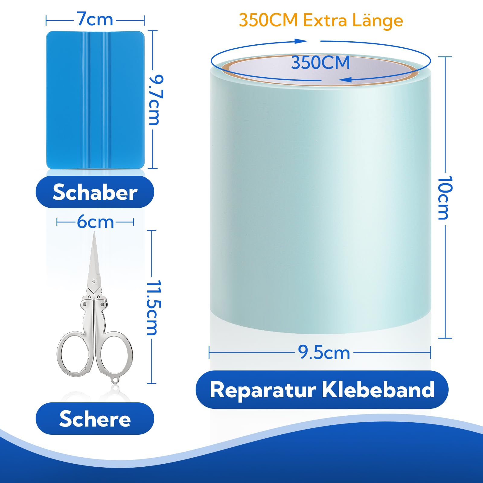Parches Piscina 10cmX350cm, PVC Parches para Piscinas con Agua, Parche Piscina bajo Agua Transparente para Liner Piscina, Lona de Piscina, Cama de Agua，Colchon Hinchable - 2