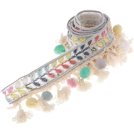 3 Metri Di Pizzo Con Frange E Perline - Nastro Decorativo In Tessuto Per Tende, Vestiti, Artigianato (Beige)