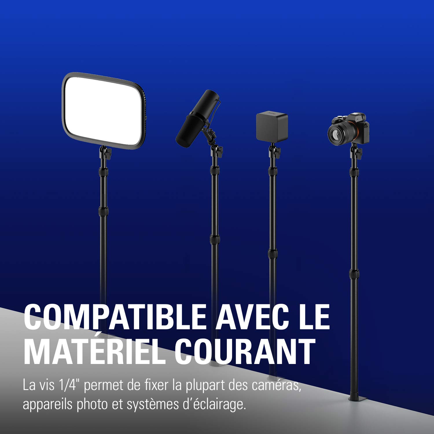 Elgato Master Mount L, pince pour bureau haut de gamme avec perche télescopique jusqu’à 125 cm et filetage 1/4" pour fixer des lumières, caméras et micros, idéale pour streaming, visio et studios
