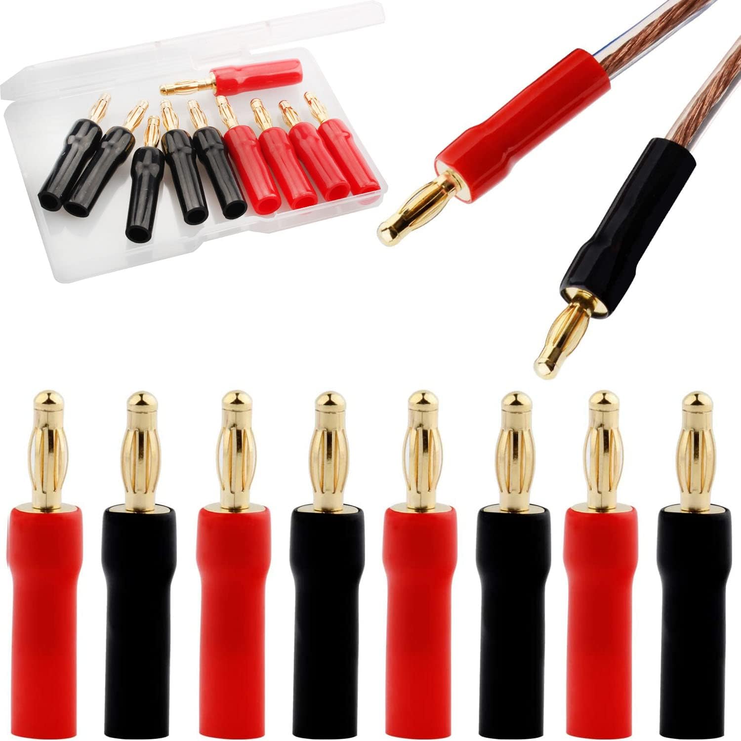 Lot De 8 Connecteurs Banane 4mm – Uxcell – Noir Et Rouge – Corps Métal – Audio