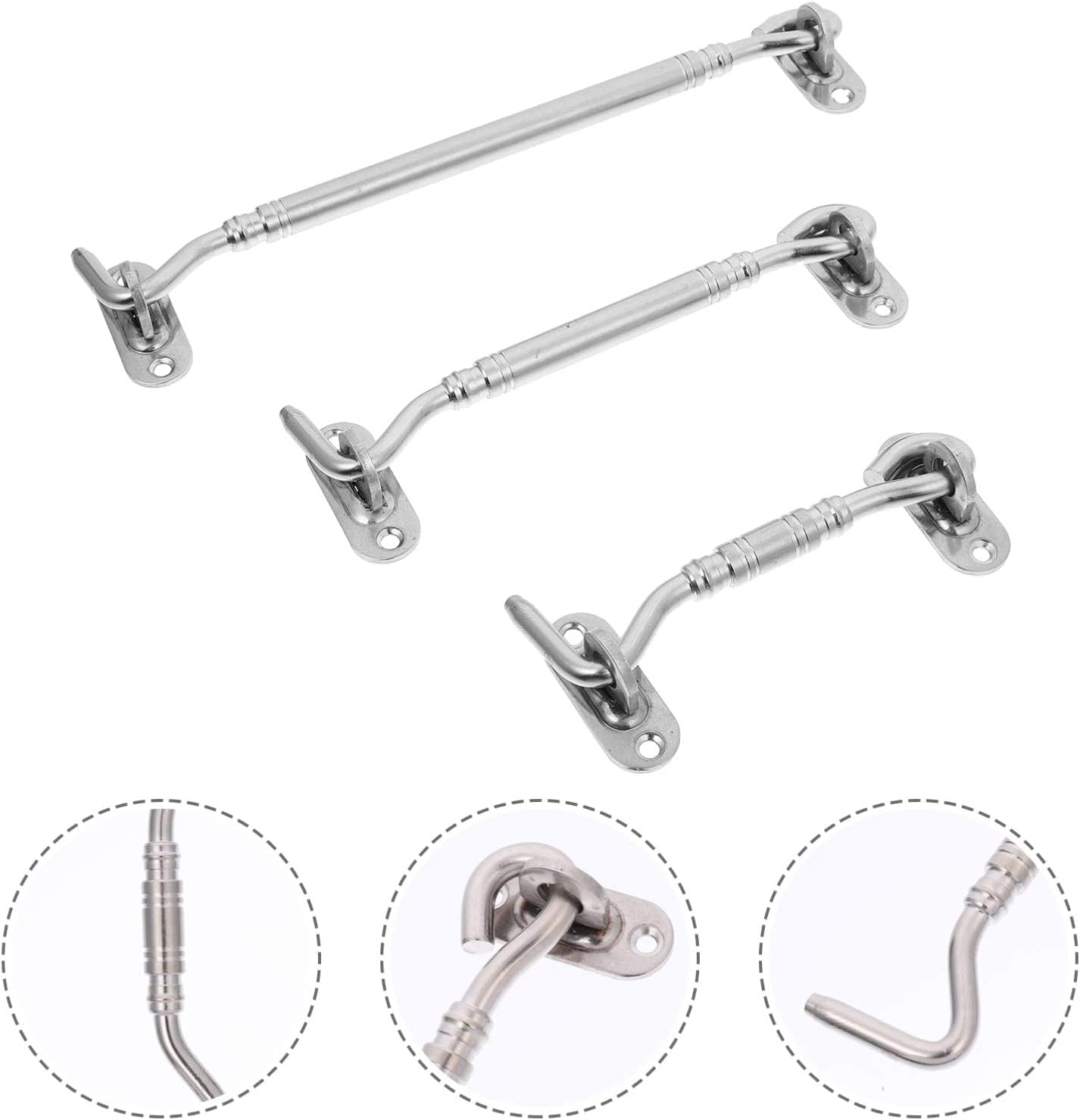 Door Latch Cabin Hook Latch, Hook and Eye Latch Set, Hook and Eye Latch Swivel Window Gate Door Hook with Mounting Screws More Security and Privacy