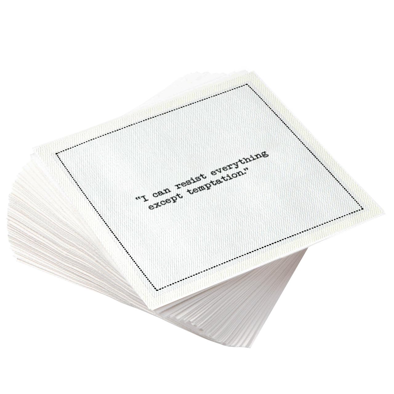 Five Star Funny Oscar Wilde Quotes | White Cotton Cocktail Napkins