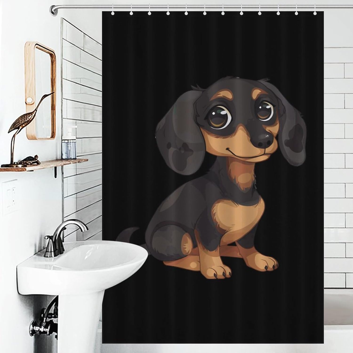 Cute Dachshund Dog Funny Shower Curtains Washable Bath Curtain Liner with Hooks for Bathroom Bath Tubs 48x72Inch（122x183cm）
