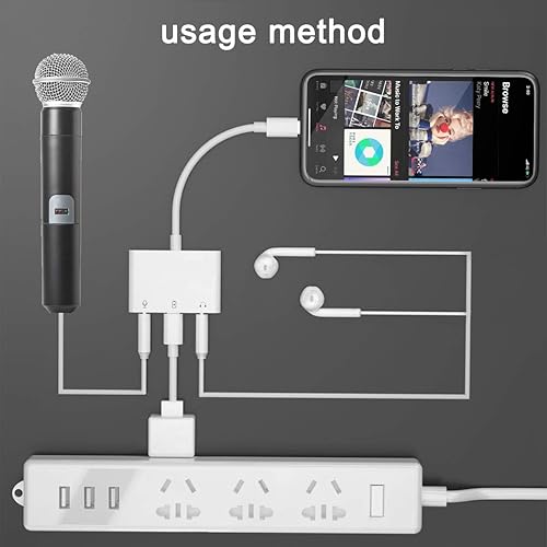 Miniatura 3 de COVS Adaptador de audio Lightning a micrófono, actualizado 3 en 1 doble conector de audio de micrófono de 0.138 in y adaptador divisor de