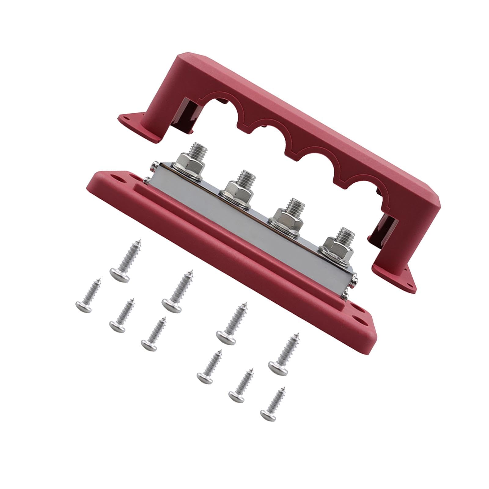 Neaxgeandx Red Power Distribution Block 4X 3/8" M10 Junction Block For Yachts Truck Rv