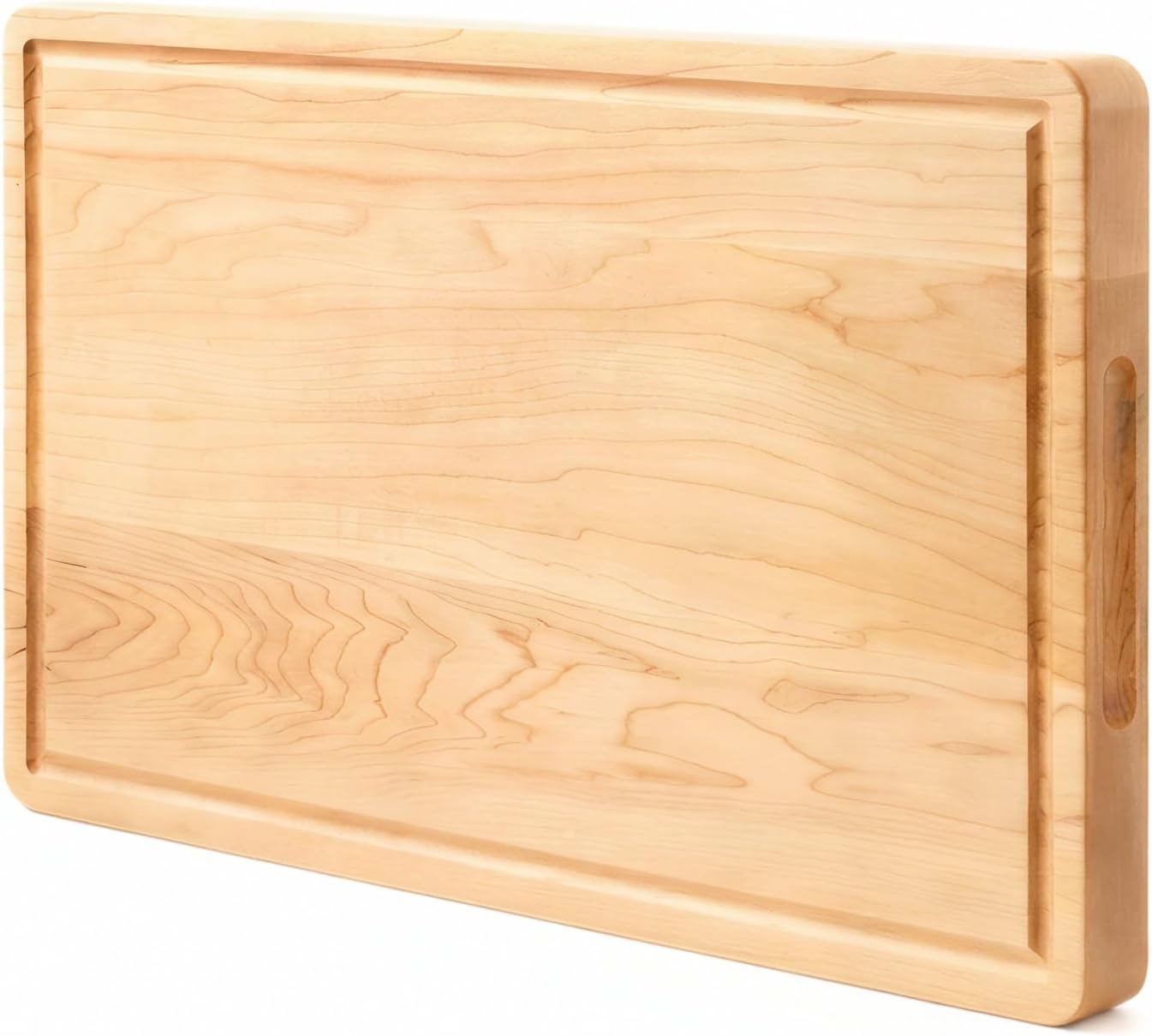 Vandroop Hard Maple Cutting Board for Kitchen 16”X10” – 1.0” Thick, Wood Cutting Boards with Invisible Inner Handle and Juice Groove