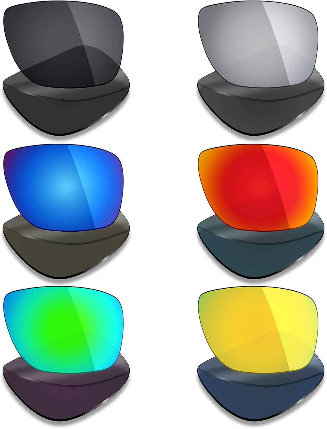 Mryok 6 Pairs Polarized Replacement Lenses for Oakley Dispatch 1 Sunglass - Stealth Black/Fire Red/Ice Blue/Silver Titanium/Emerald Green/24K Gold