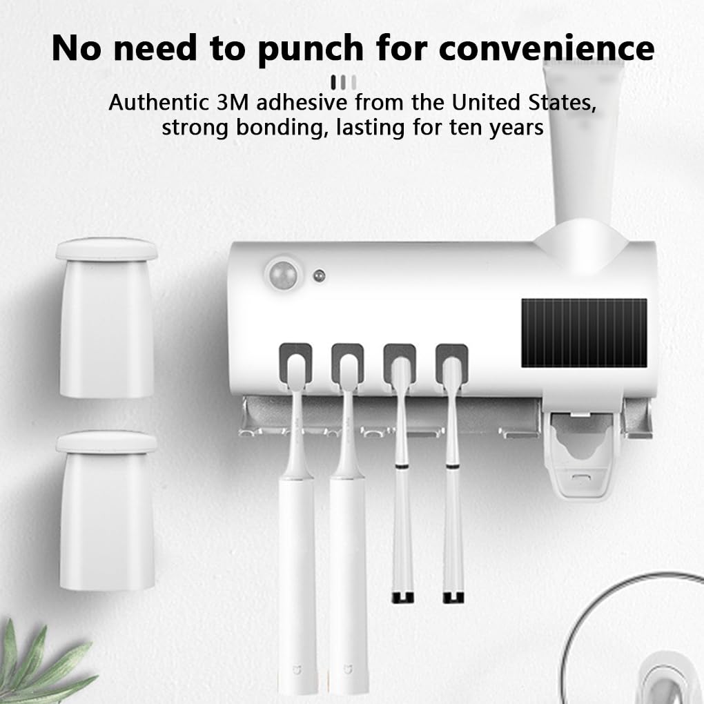 Set di 5 supporti intelligenti per la pulizia dello spazzolino da denti a induzione con supporto per spazzolino da denti senza punzonatura, dispenser di dentifricio, accessorio organizer bianco