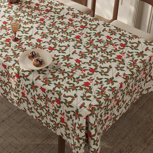 HOMOHEINI Rectangle Tablecloth - 60 x 140 Inch - Wrinkle Resistant Washable Polyester Table Cloth, Fabric Table Cover for Dining Tables, Party and Camping, Cherry by HOMOHEINI - Used condition - Image 8
