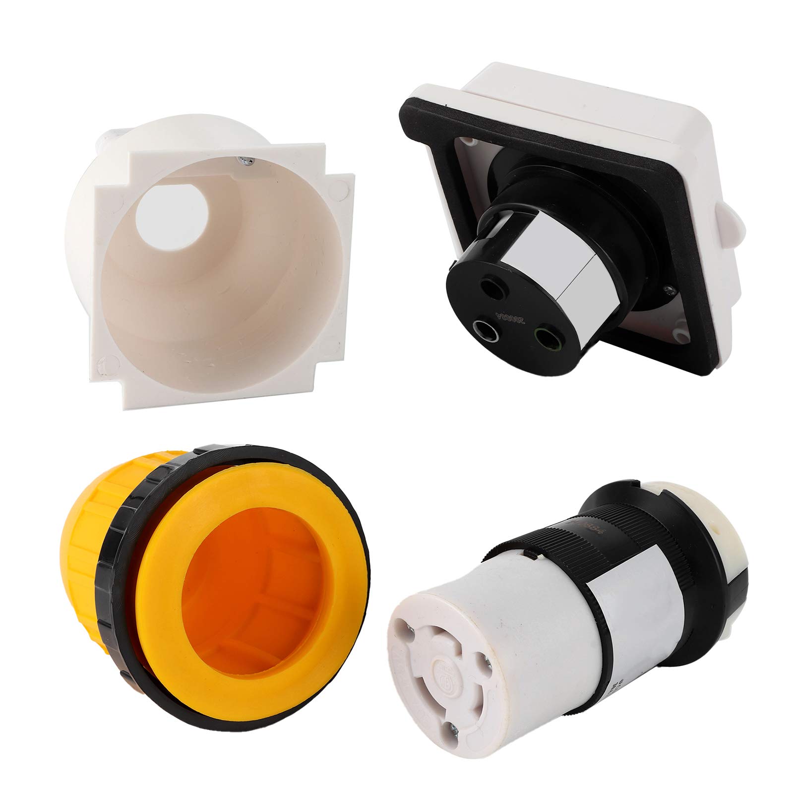 Fydun Kit Ingresso Alimentazione 3 Pezzi 30 AMP RV Connettore Dell'estremità del Cavo Spina Americana Lock con Copertura Impermeabile