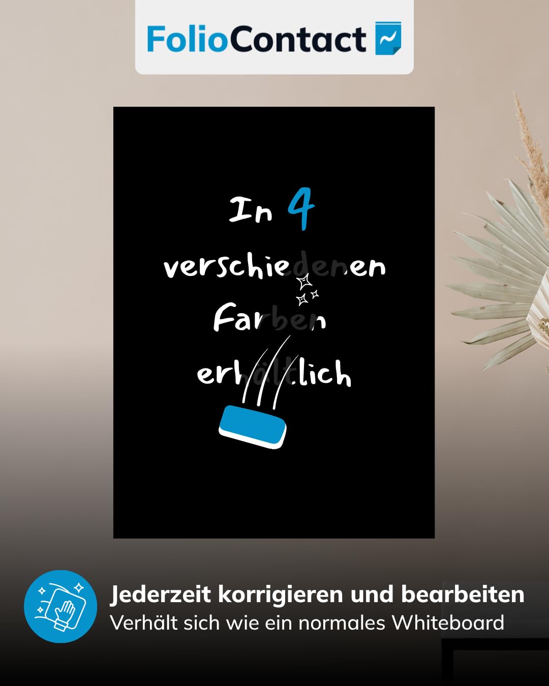 Blackboard Folie – Tafel-Folie statisch haftend ohne Kleber, wiederbeschreibbar & trocken abwischbar – 25 Blatt 60 × 80 cm Schwarz inkl. Boardmarker – Tafelfolie für Wand, Büro, Schule