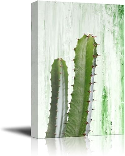 Miniatura 12 de Wall26 - Lienzo decorativo para pared (12.0 x 18.0 in), diseño de cactus sobre fondo azul Obra de arte - 01,Obra de arte - 05,Obra de arte - 15,Obra