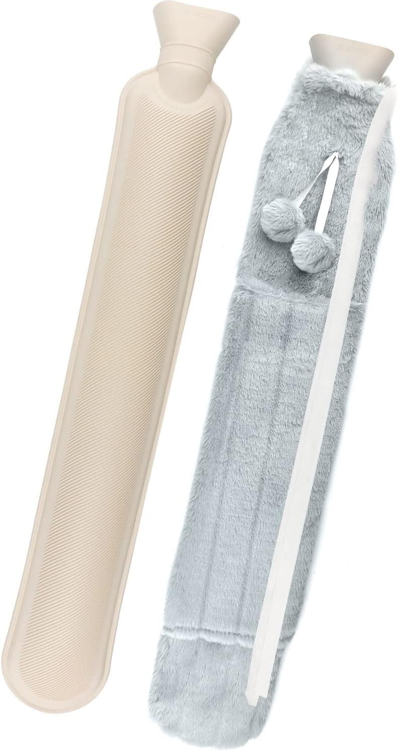MOXTOYU 2L Extra Long Hot Water Bottle with Plush Cover, 2 Ways Body