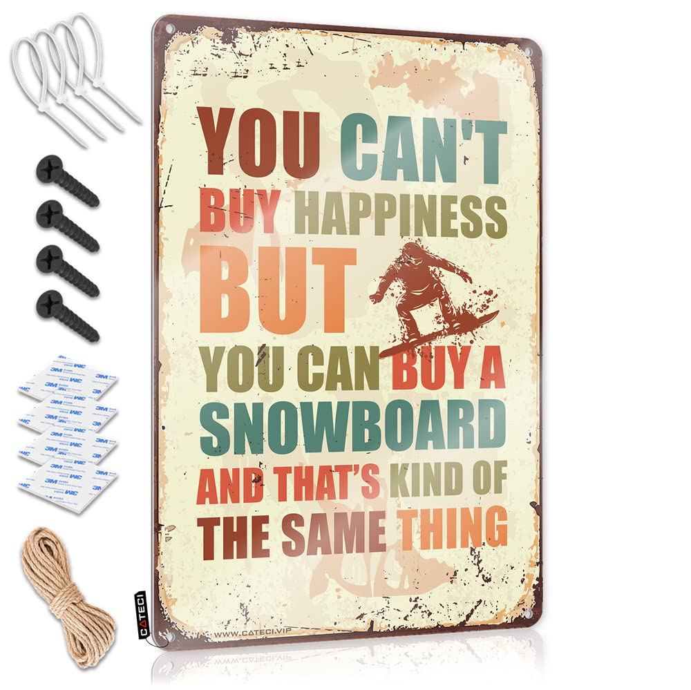 Warning Signs For Bedroom You Can'T Buy Happiness But Can A Snowboard Sign Coffee Tin Sign Home Bar Metal Signs(30X40CM)