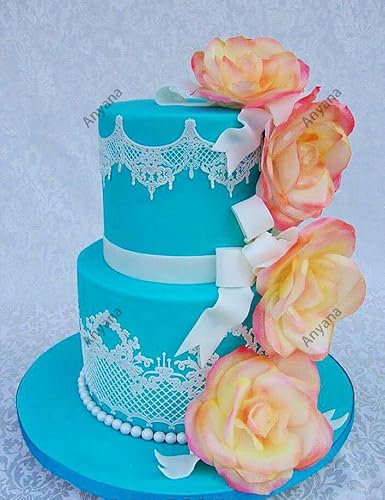 14.5" Jewels Baking Fondant Sugar Lace Silicone Mat Wedding Cake Decorating Mold Chandelilac Edible Lace Embossed Sugarcraft Tools For Cupcake Topper Decoration Anyana #TOP5