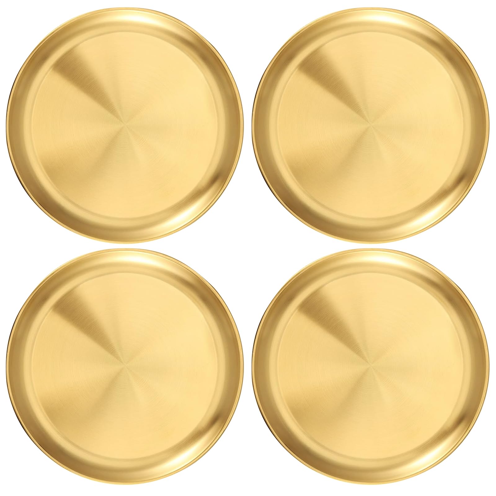 2 platos decorativos dorados bandeja redonda de acero inoxidable de acero inoxidable placa dorada para servir, plato de vela, plato de acero inoxidable, plato para servir, bandeja redonda para el