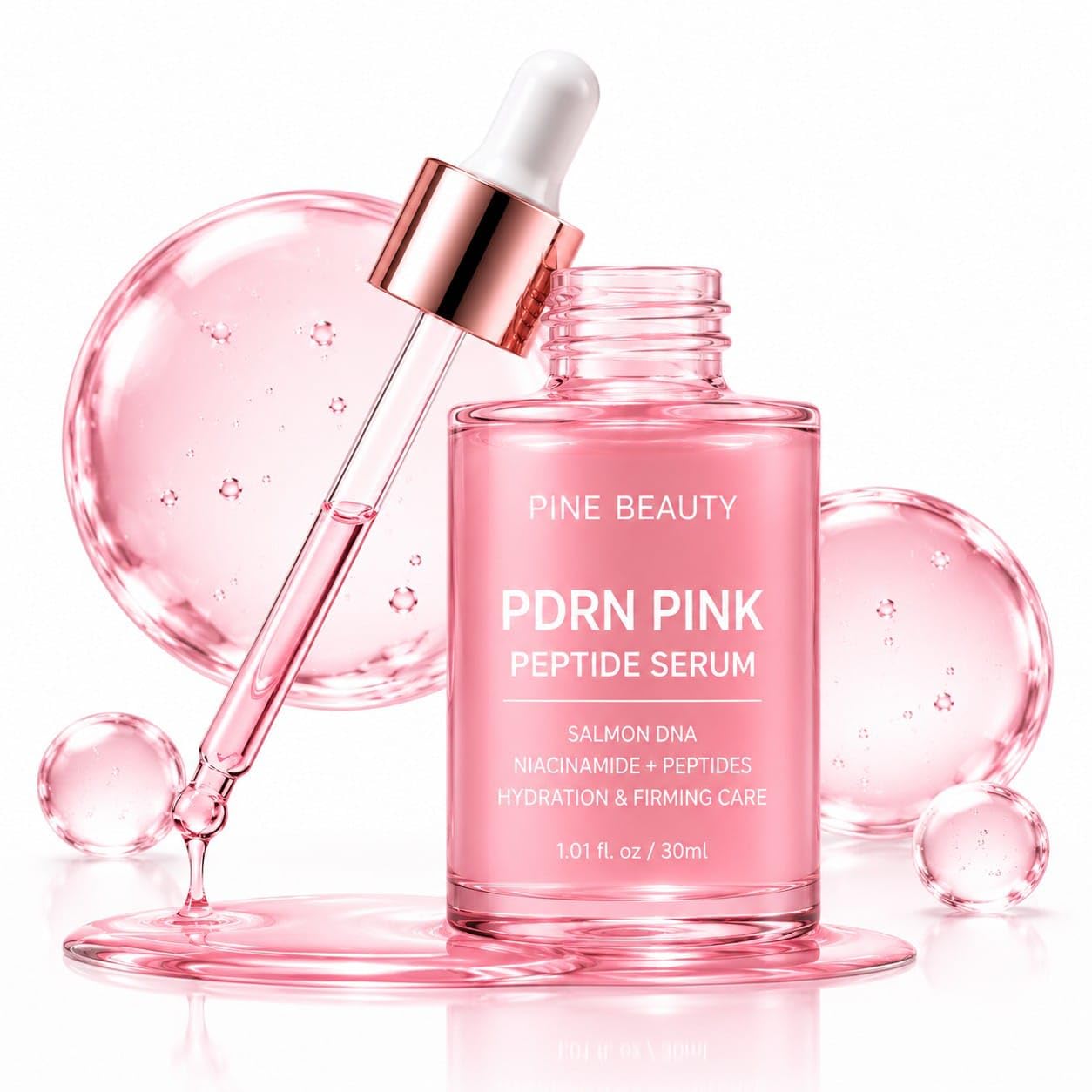 PDRN Pink Peptide Serum with Salmon DNA – Pink Glow Serum with Niacinamide & Peptides for Hydration & Firming Skin | Skin Barrier Support, Smoothing & Uneven Tone Care | Korean Skincare 1.01 fl. oz