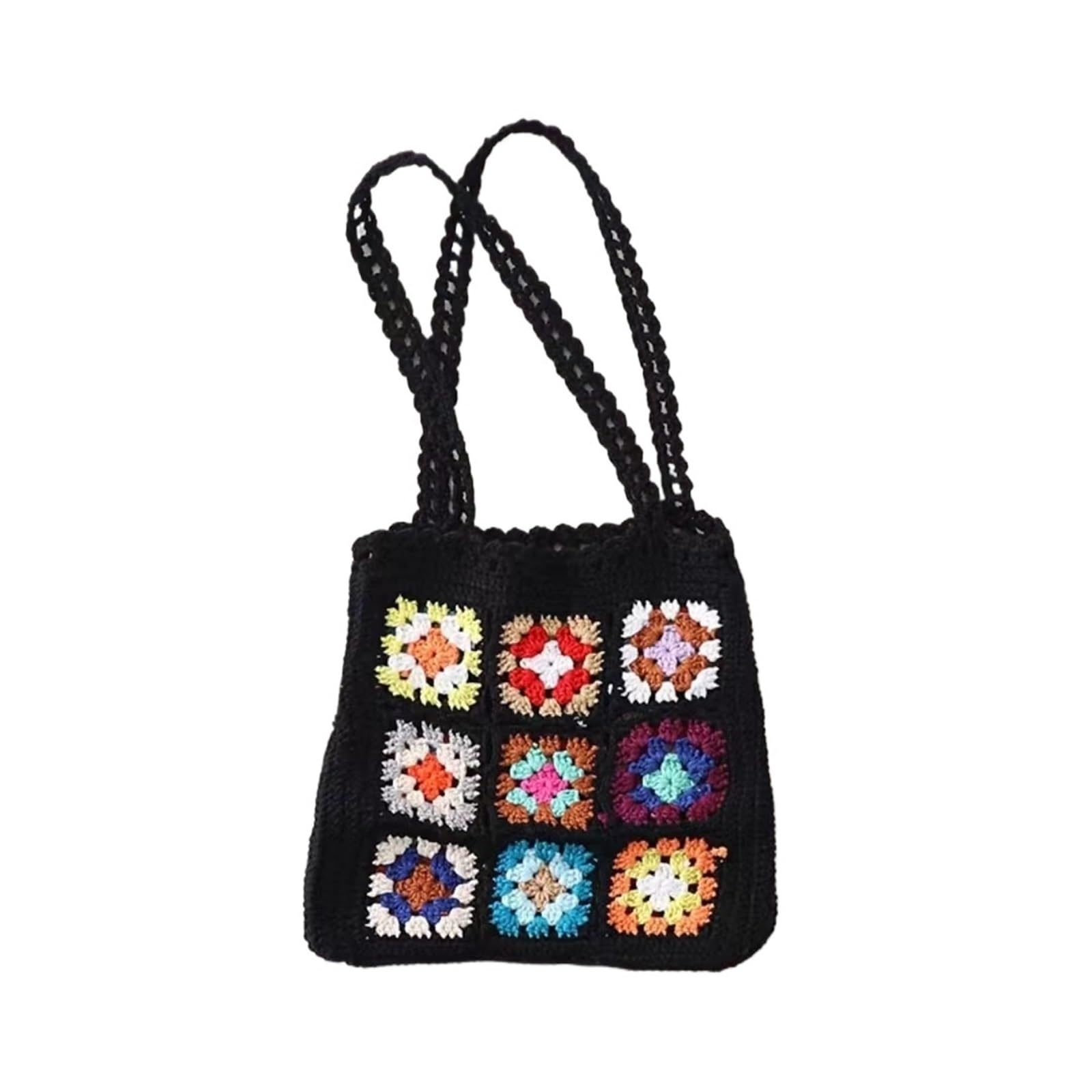 Sac tissé épaule léger anti-fatigue | Fourre-tout crochet noir