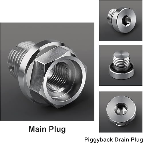 Miniatura 6 de M14.1-1.25 x 15mm Tapón de drenaje de aceite Oversize Piggyback, kit de reparación de rosca de bandeja de aceite con autorroscado de acero inoxidable