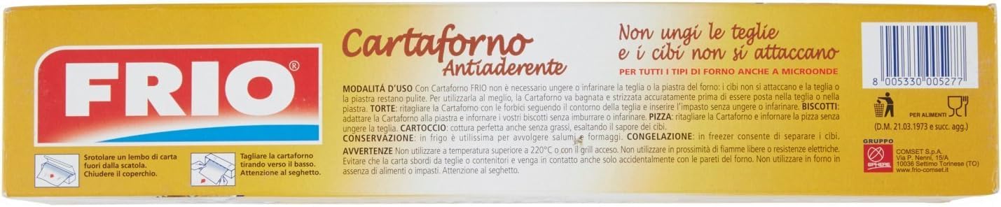 FRIO Rotolo Carta Forno 50 m x 33 cm Antiaderente Biodegradabile per Forno e Pizze