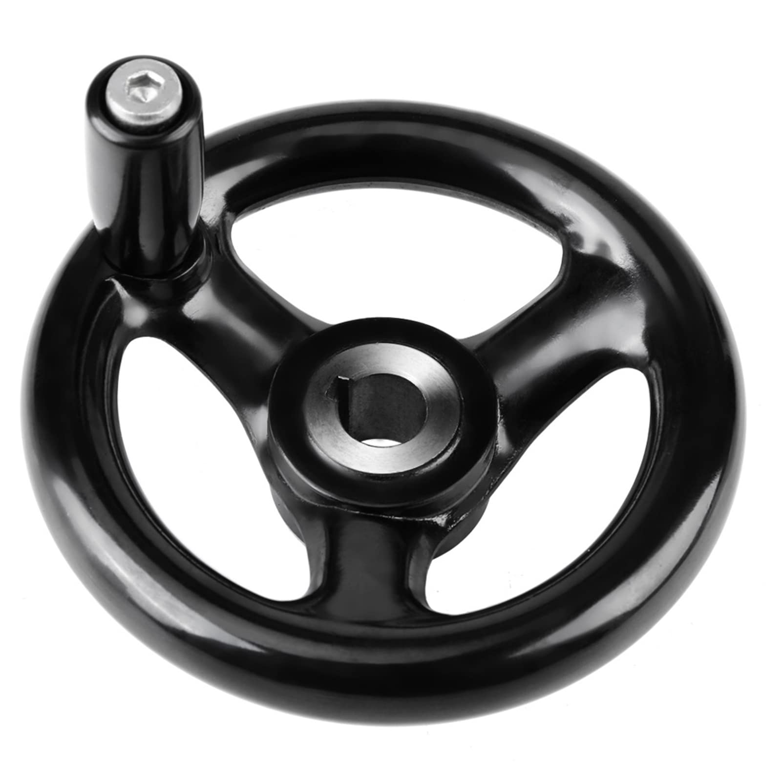 3 Spoke Handwheel, Round Hand Wheel Round Handwheel, Rotating Handle Handwheel, Milling Handwheel Black, 3 Spoke Hand Wheel for Lathe and Milling Machine, 12 * 100mm Hand Wheels
