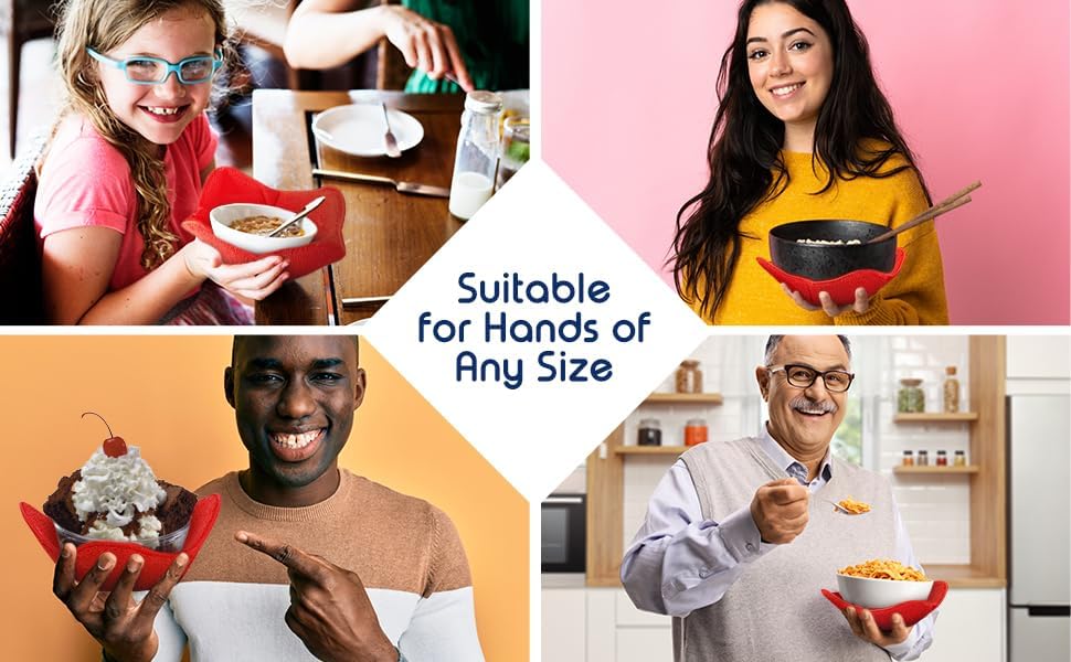 Miniatura 4 de Calentadores de cuencos para mantener la comida caliente y tus manos frescas, hechos de tela de microfibra resistente al calor para agarrarlas