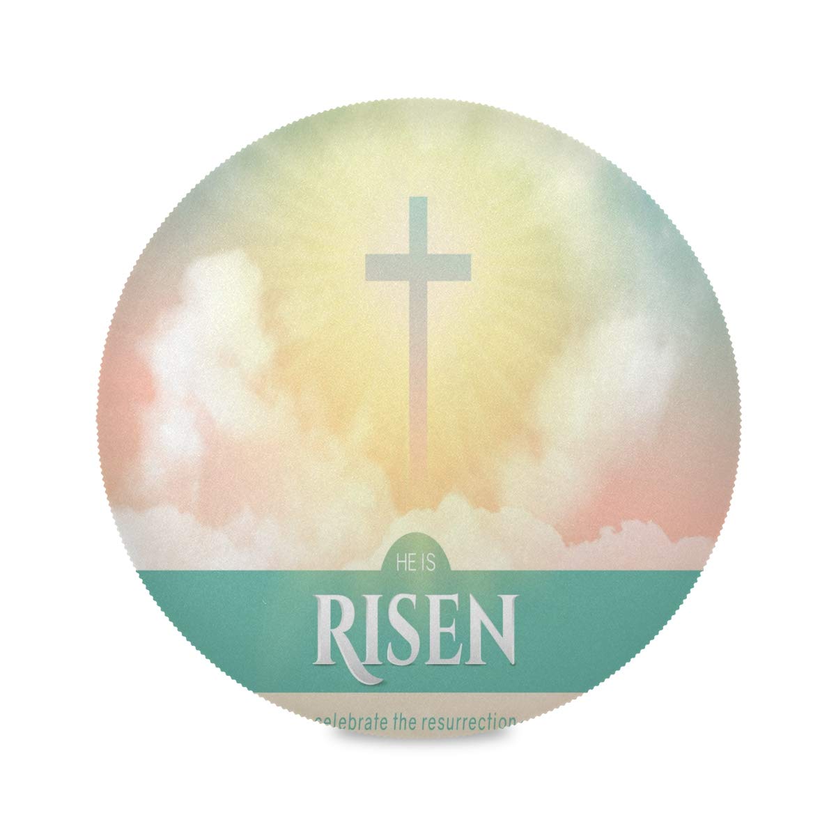 Christian Easter He Round Placemat Set of 6 Table Mat Shining Heaven White Clouds Table Mats Placemats 15.4 in for Dining Home Kitchen Decor Indoor