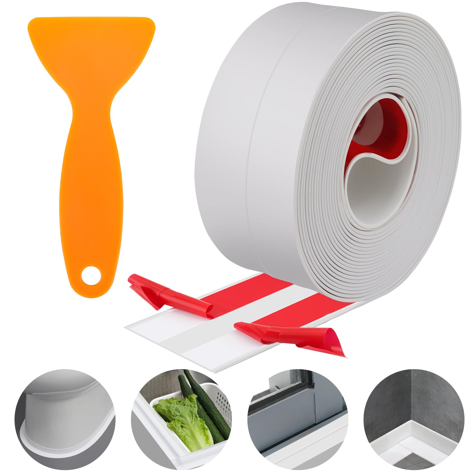 Nastro Sigillante Impermeabile Per Bagno E Cucina - PVC Autoadesivo, 3.8cm X 320cm, Anti-Muffa