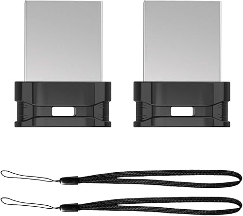 K&ZZ - Paquete de 2 unidades flash USB de 64 GB, unidad de pulgar ultradelgada, USB 2.0, unidad USB, disco de expansión con cordón portátil negro