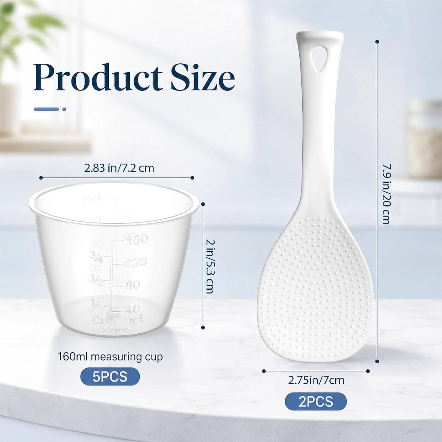 5 Pcs Plastic Rice Measuring Cups 160ml Measuring Cup for Rice Cooker